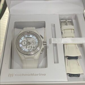 Technomarine White and Silver Watch with Extra Bands